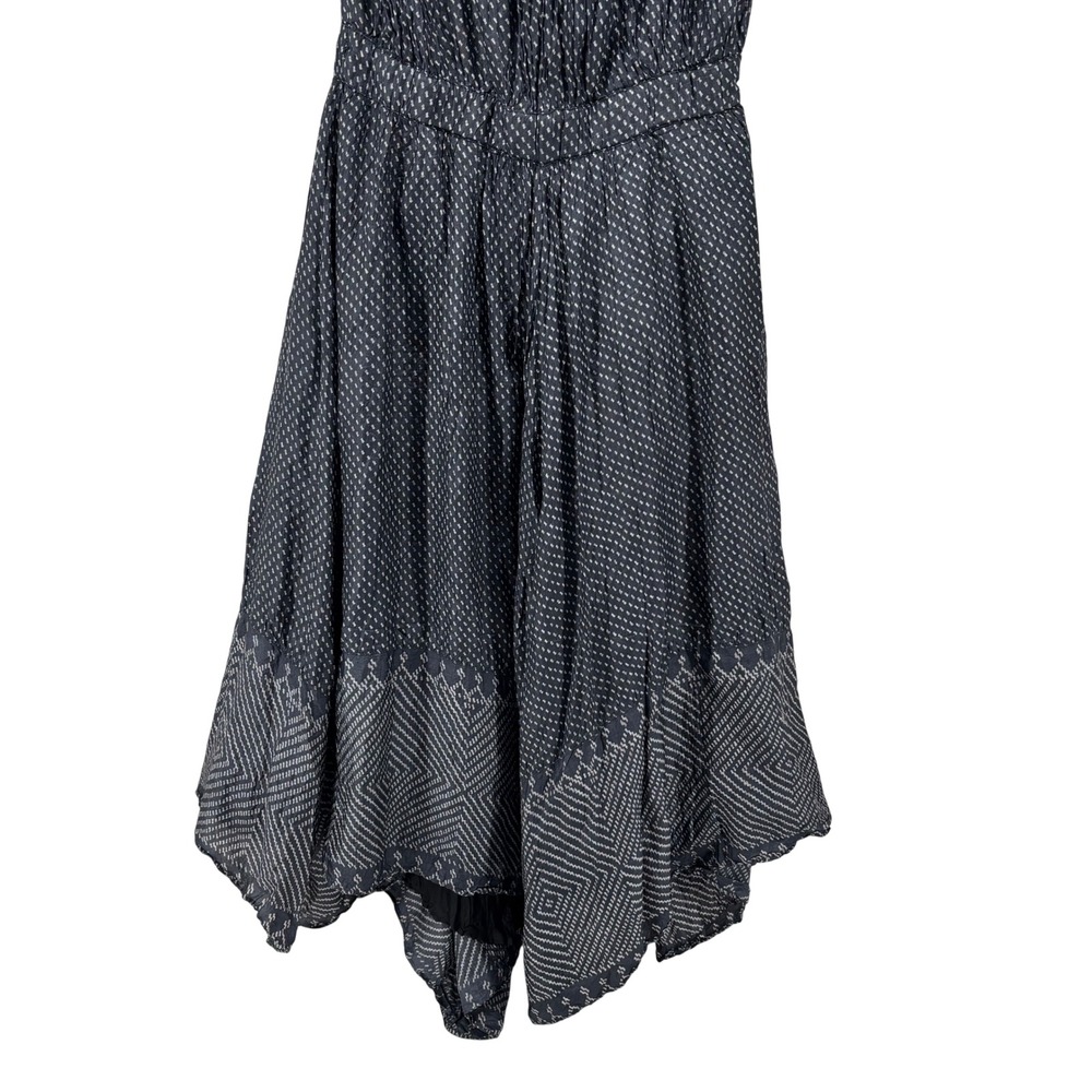 Gap Navy Blue Polka Dot Crinkle Silk Halter Handkerchief Hem Midi Dress Size 6 - Picture 4 of 15